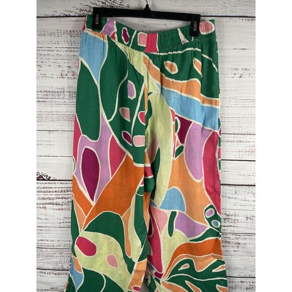 Christian Siriano Pants Women's XL Multicolor Linen Beach Abstract Cover Up Boho - Picture 6 of 8